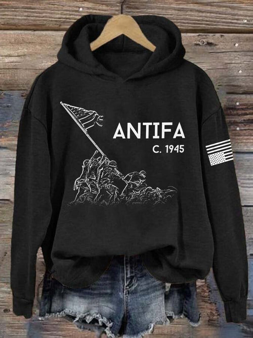 Aunt Tifa Frog Art Printed Hooded Sweatshirt