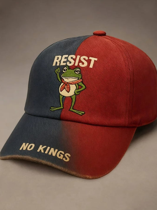 Unisex No Kings Frog Print Baseball Cap