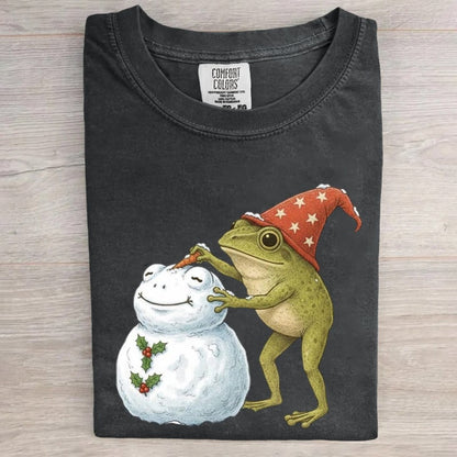 Frog Snowman Christmas Art Print T-Shirt
