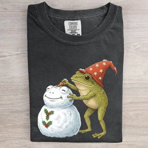 Frog Snowman Christmas Art Print T-Shirt
