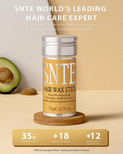 Slick Back Hair Brush & Hair Wax Stick Set - Tames Frizz & Smooths Flyaways - Sleek Ponytails, Buns, Edges - Styling Cream/Gel/Balm/Pomade Stick for Women - Styling Accessories for Girls & Kids