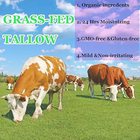 Organic Whipped Tallow Balm with Castor Oil & Frankincense for Natural Skincare & Moisturizing