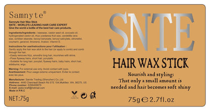 Slick Back Hair Brush & Hair Wax Stick Set - Tames Frizz & Smooths Flyaways - Sleek Ponytails, Buns, Edges - Styling Cream/Gel/Balm/Pomade Stick for Women - Styling Accessories for Girls & Kids