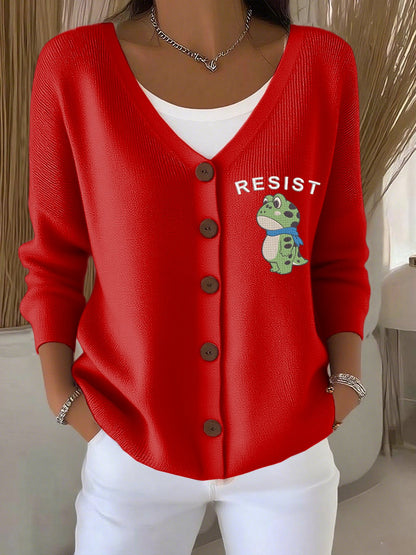 Women's Frog Revolt Print Cardigan