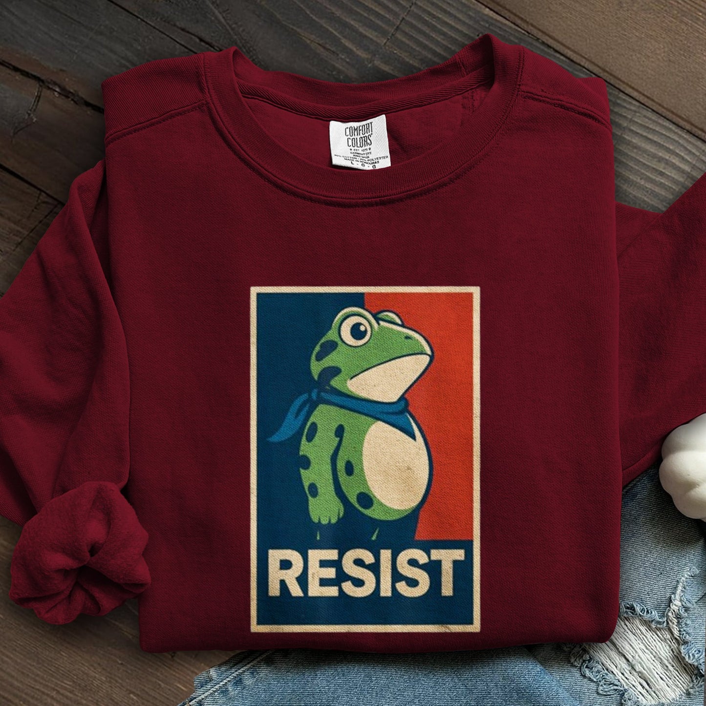 Portland Frog Art Printed Sweatshirt