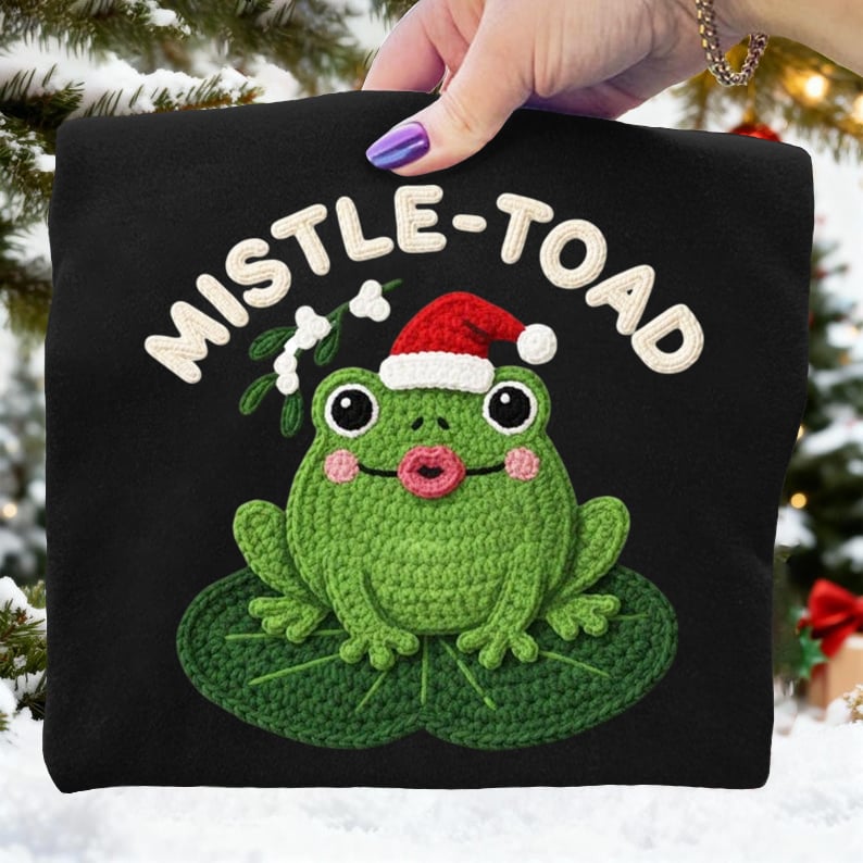 Frog Christmas Mistle Toad Art Print Sweatshirt