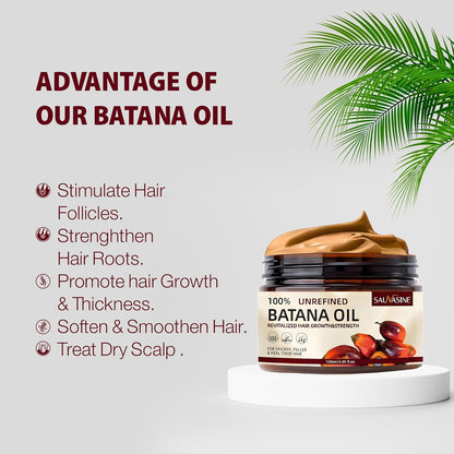 Batana Oil for Hair Growth – 100% Raw, Pure, Organic & Dr. Sebi Batana Oil – Unrefined Hair Treatment from Honduras – Boosts Thickness, Prevents Hair Loss for Men & Women – 4.05 Oz