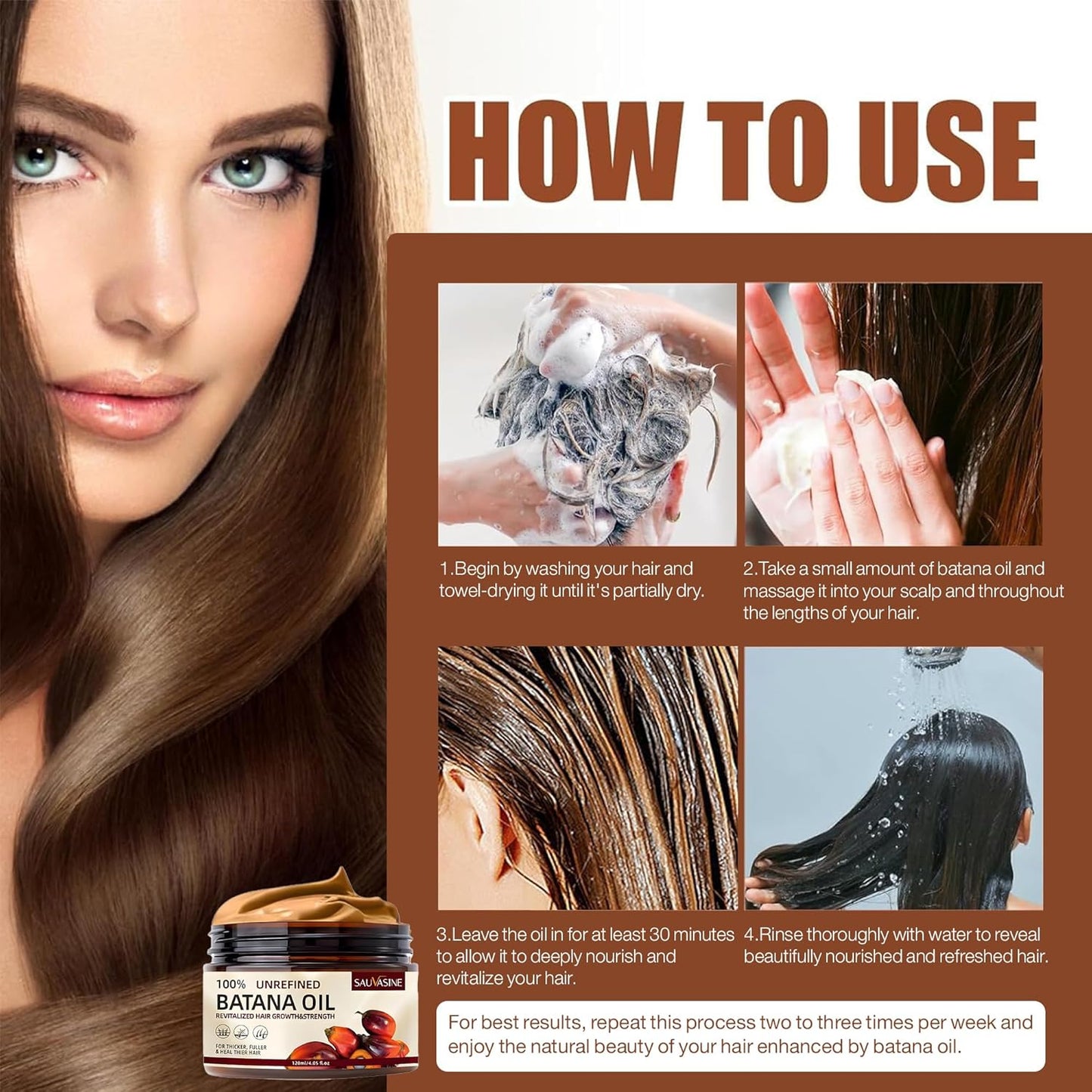 Batana Oil for Hair Growth – 100% Raw, Pure, Organic & Dr. Sebi Batana Oil – Unrefined Hair Treatment from Honduras – Boosts Thickness, Prevents Hair Loss for Men & Women – 4.05 Oz