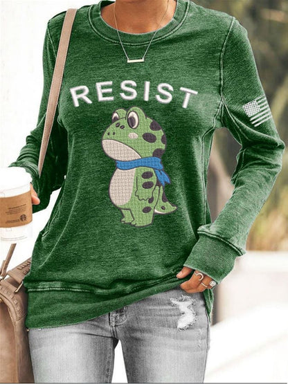 Women's Retro Frog Revolt Print Sweatshirt
