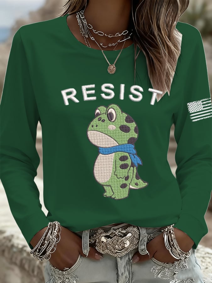 Women's Resist Print Casual Long Sleeve T-Shirt