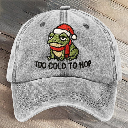 Too Cold To Hop Portland Frog Art Printed Cap