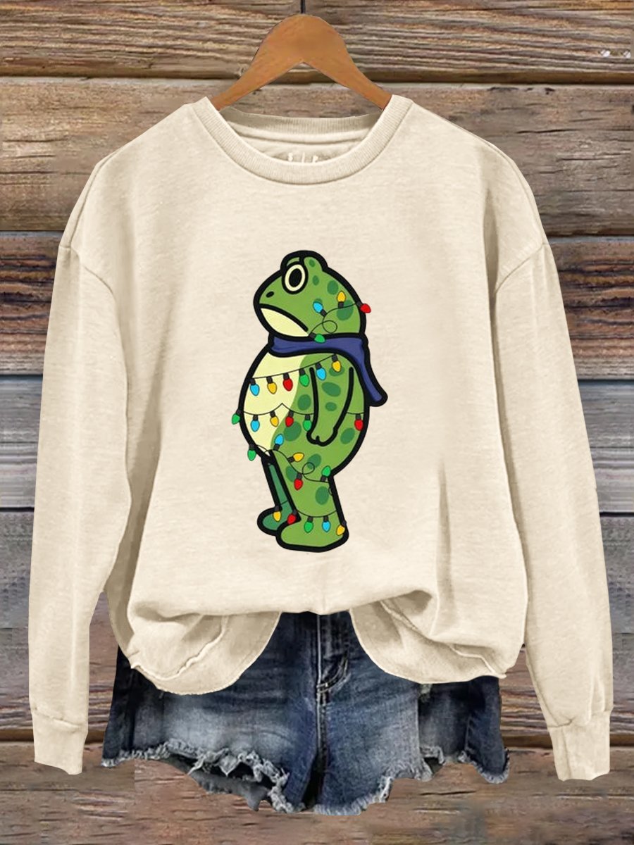 Portland Frog Christmas Art Print Sweatshirt