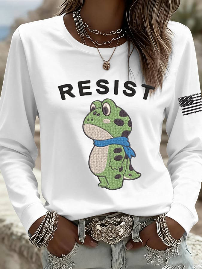Women's Resist Print Casual Long Sleeve T-Shirt