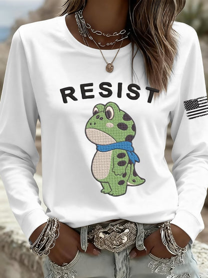 Women's Resist Print Casual Long Sleeve T-Shirt