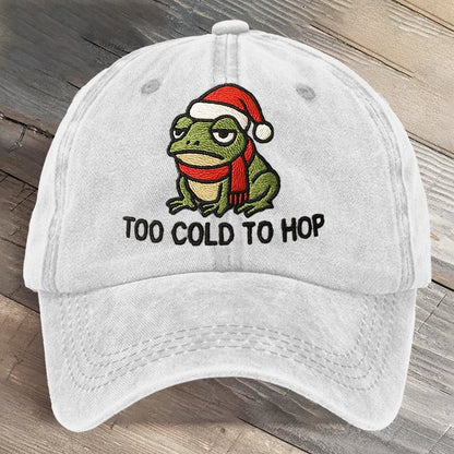 Too Cold To Hop Portland Frog Art Printed Cap