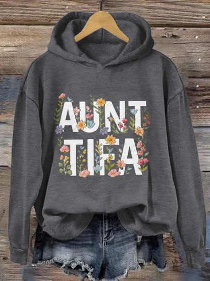 Aunt Tifa Frog Art Printed Hooded Sweatshirt