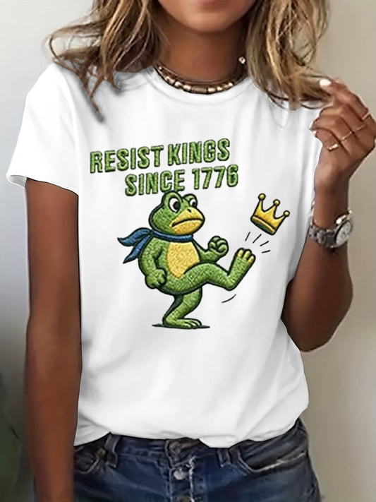 Women's Resistance Frog Print Casual T-shirt
