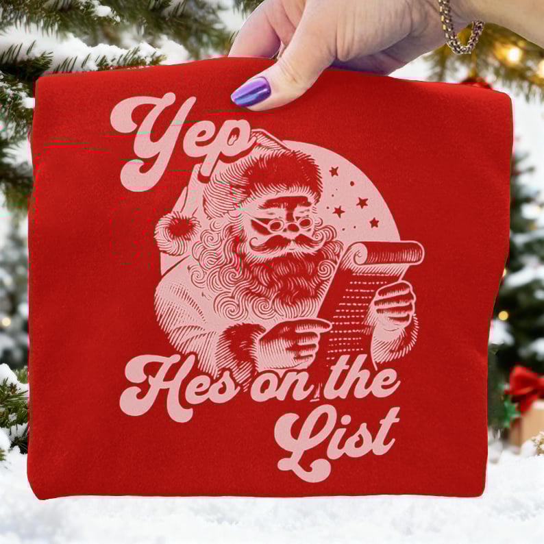 Yep He's On The List Santas Portland Frog Christmas Art Print Sweatshirt