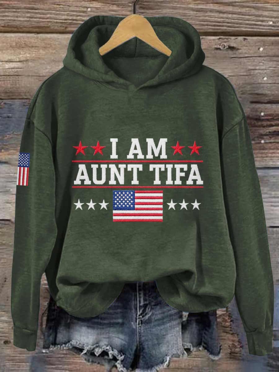 I Am Aunt Tifa Frog Art Printed Hooded Sweatshirt