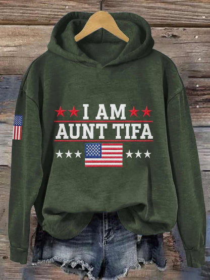 I Am Aunt Tifa Frog Art Printed Hooded Sweatshirt