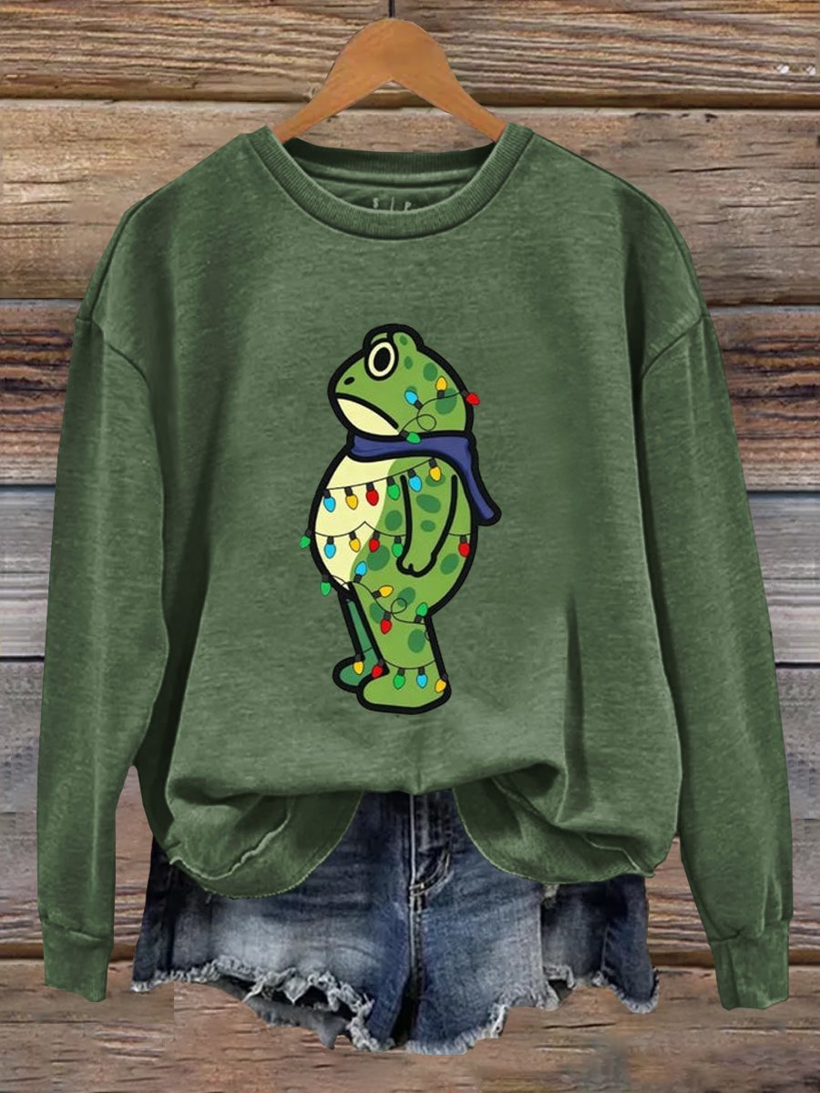 Portland Frog Christmas Art Print Sweatshirt
