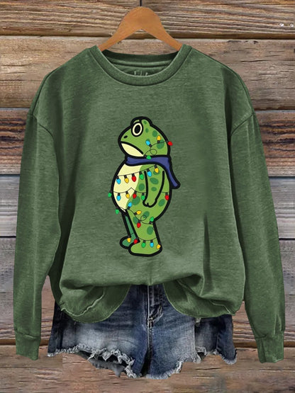 Portland Frog Christmas Art Print Sweatshirt