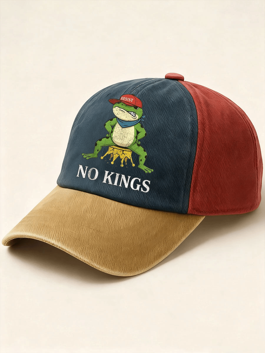 No Kings Resist Frog Print Baseball Cap