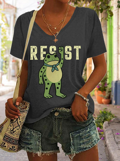 Women's Resist Frog Print T-Shirt