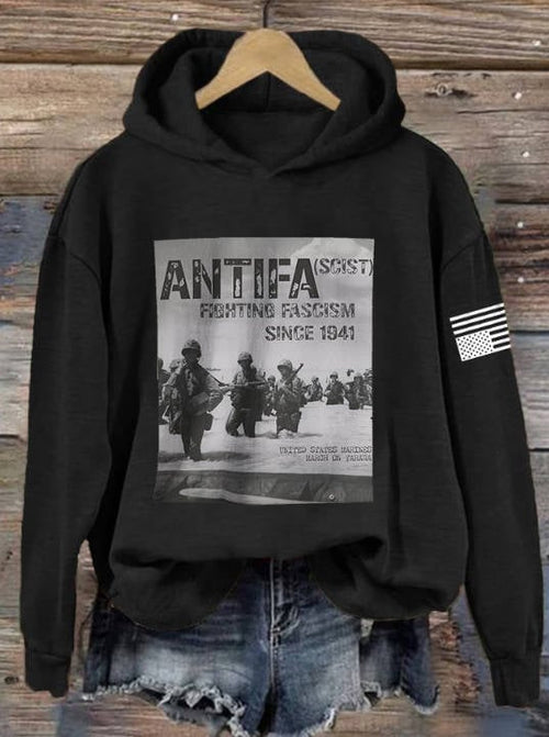 Aunt Tifa Frog Art Printed Hooded Sweatshirt