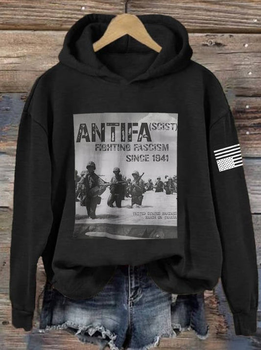 Aunt Tifa Frog Art Printed Hooded Sweatshirt