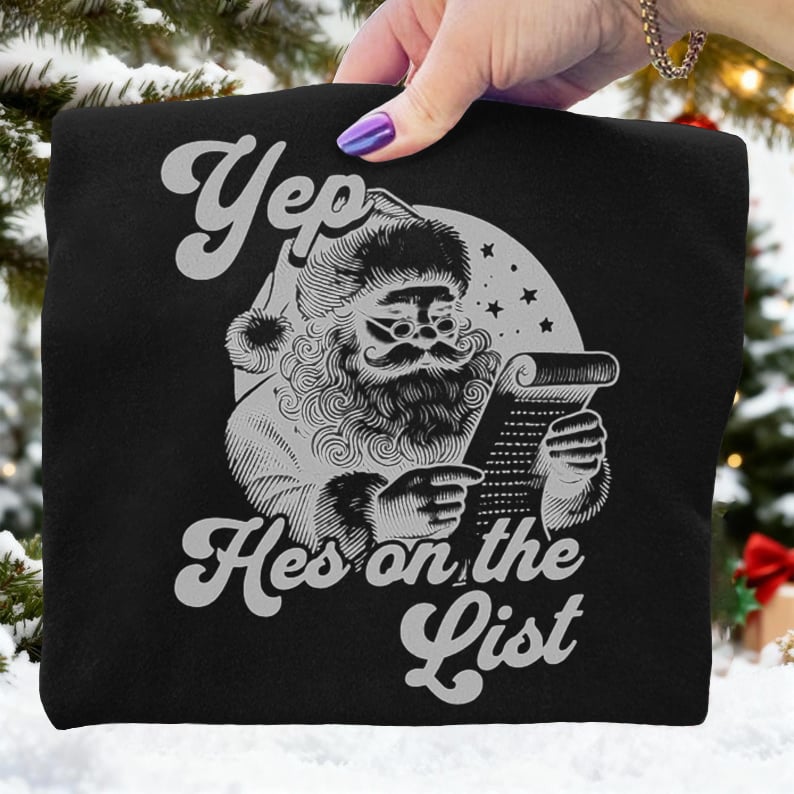 Yep He's On The List Santas Portland Frog Christmas Art Print Sweatshirt
