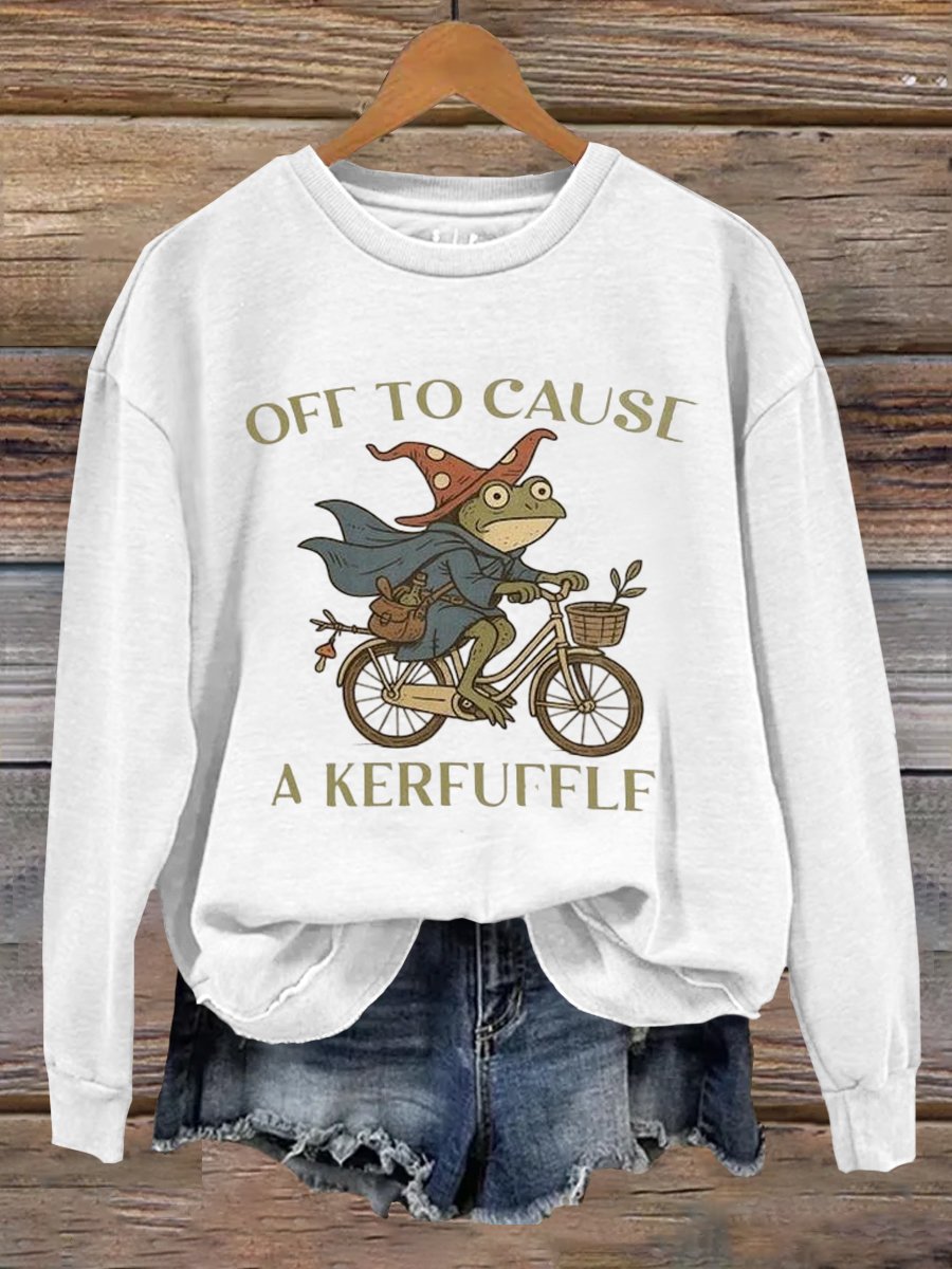 Off To Cause A Kerfuffle Frog Art Print Sweatshirt