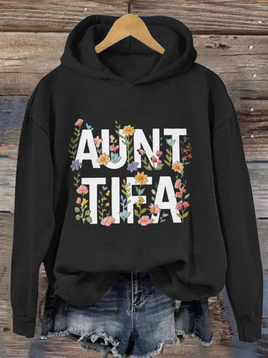 Aunt Tifa Frog Art Printed Hooded Sweatshirt