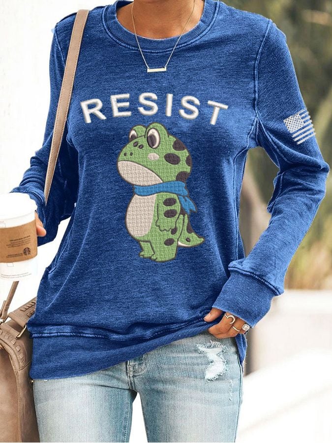 Women's Retro Frog Revolt Print Sweatshirt