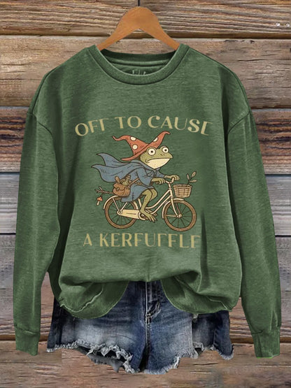 Off To Cause A Kerfuffle Frog Art Print Sweatshirt