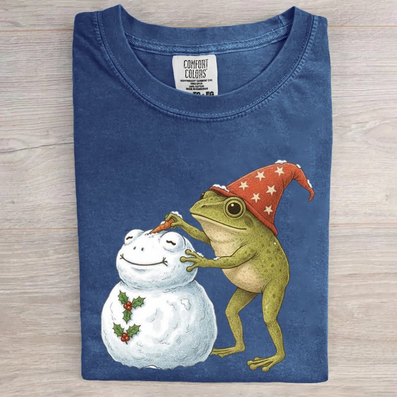 Frog Snowman Christmas Art Print T-Shirt