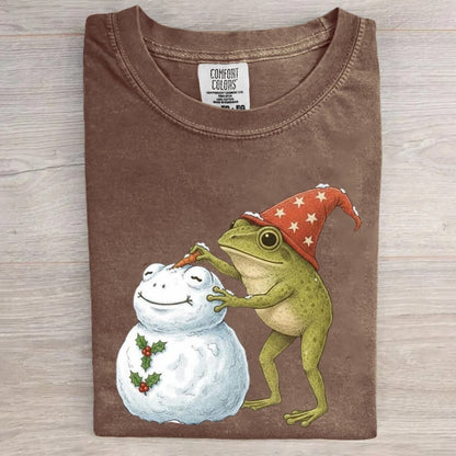 Frog Snowman Christmas Art Print T-Shirt
