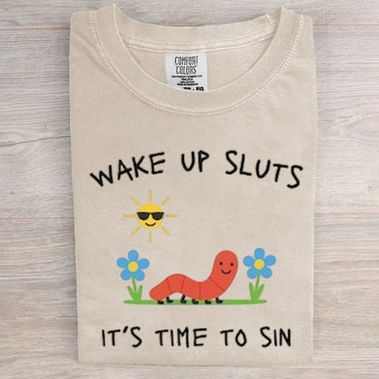 Wake Up It's Time To Sin Frog Aunt Tifa Art Print T-Shirt