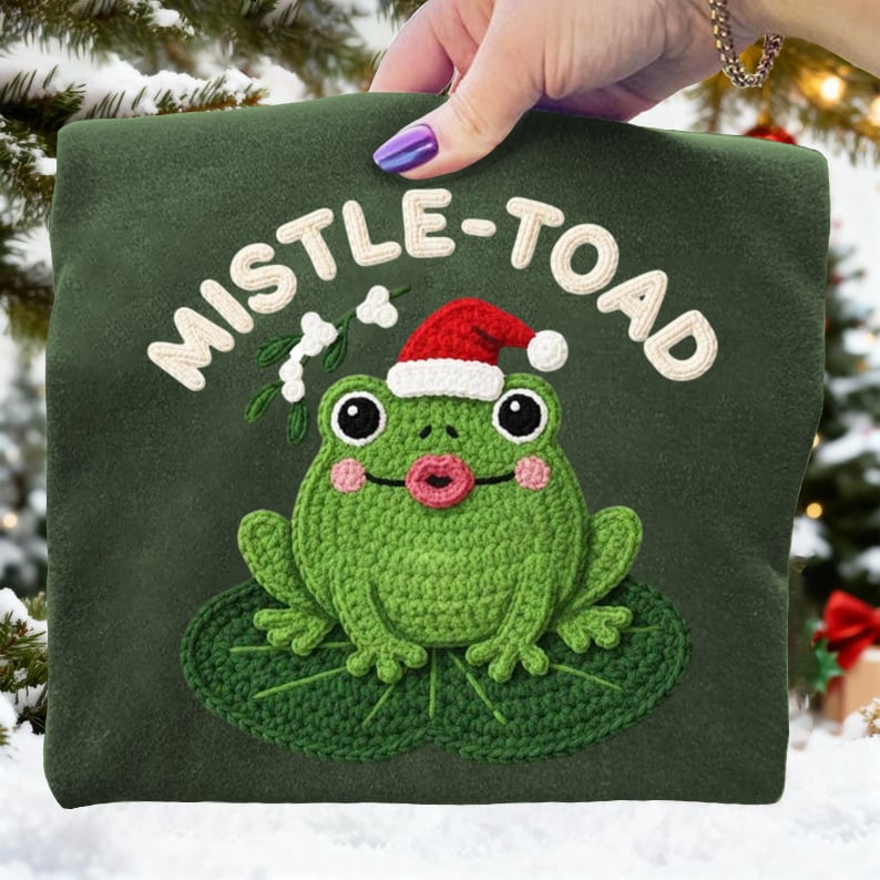 Frog Christmas Mistle Toad Art Print Sweatshirt