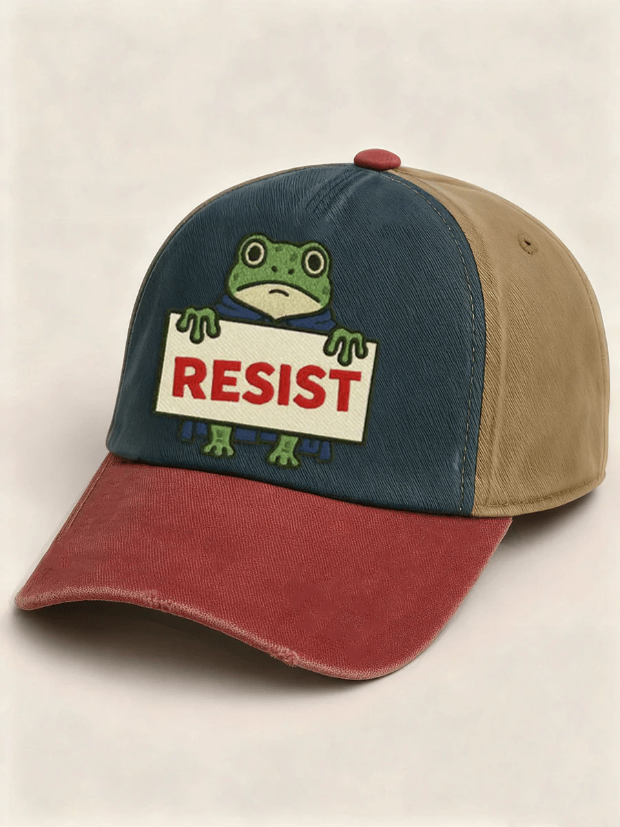 Resist Frog Print Baseball Cap