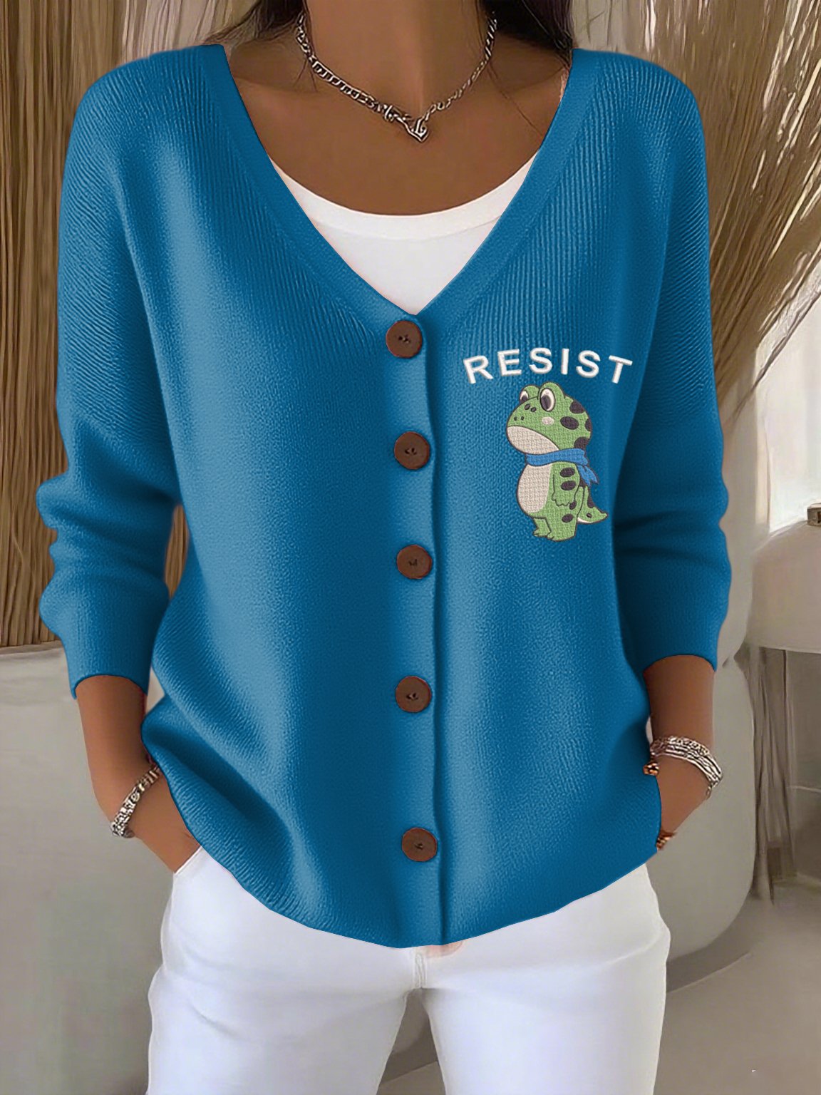 Women's Frog Revolt Print Cardigan