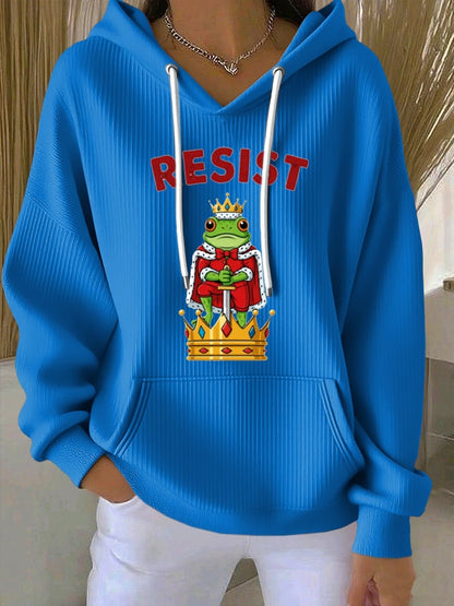 Women's Christmas FDT Crowned Frog Print Hooded Sweatshirt