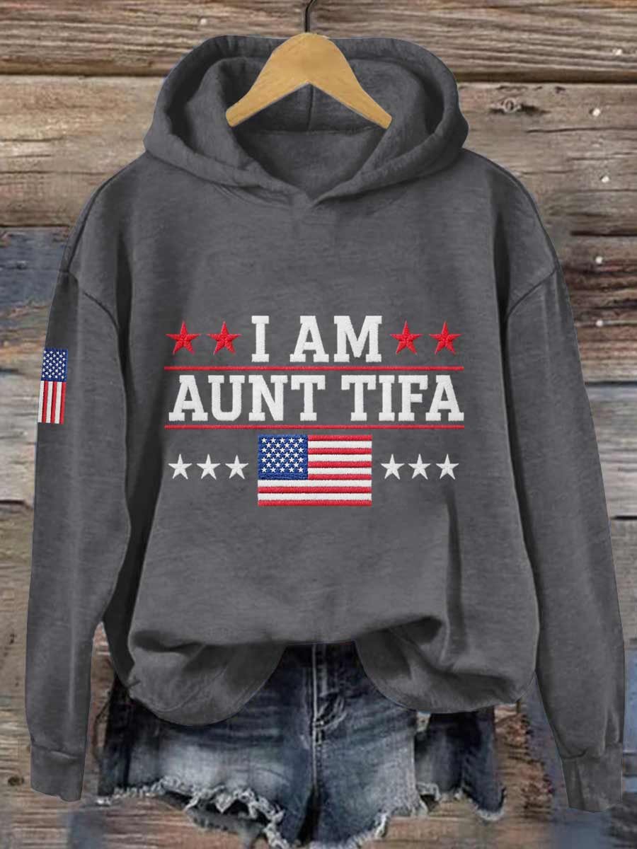 I Am Aunt Tifa Frog Art Printed Hooded Sweatshirt