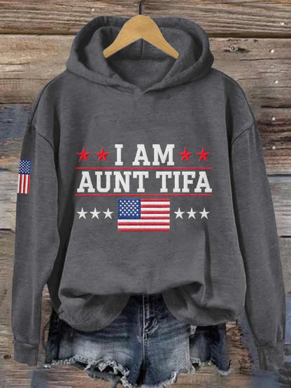 I Am Aunt Tifa Frog Art Printed Hooded Sweatshirt