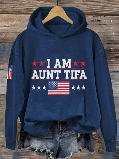 I Am Aunt Tifa Frog Art Printed Hooded Sweatshirt